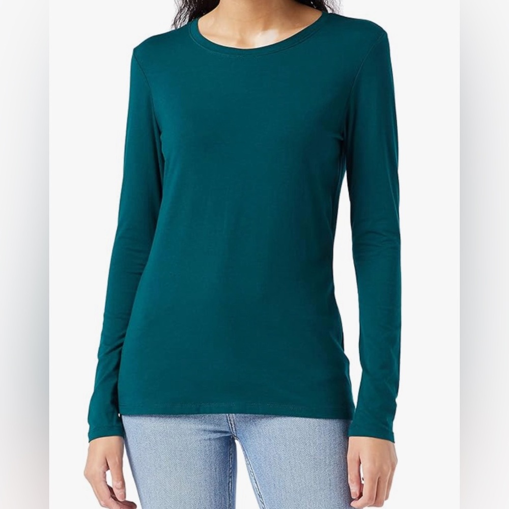 A New Day Womens Long-Sleeve Shirt, Size 3X, Round Neck Teal- NEW